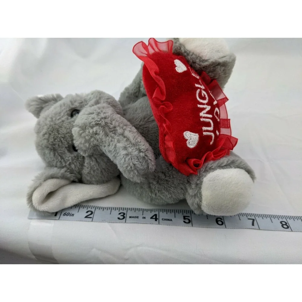 Gray Elephant Plush 7 Inch Jungle‎ Love Heart Pillow Red Inter-American Products